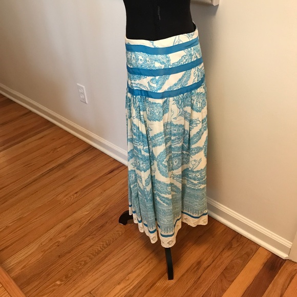 Tracy Reese Silk Blend Light Blue & Cream Floral, Crochet Lace, Paisley Print - Picture 4 of 7